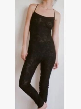 NWT Intimately free by FREE PEOPLE - black lace cross back cat suit